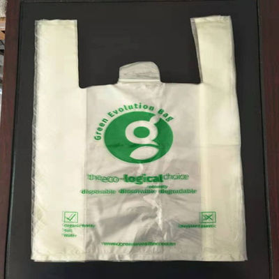 El bolso soluble en agua respetuoso del medio ambiente de la camiseta del bolso de compras de la muestra libre PVA modificó para requisitos particulares